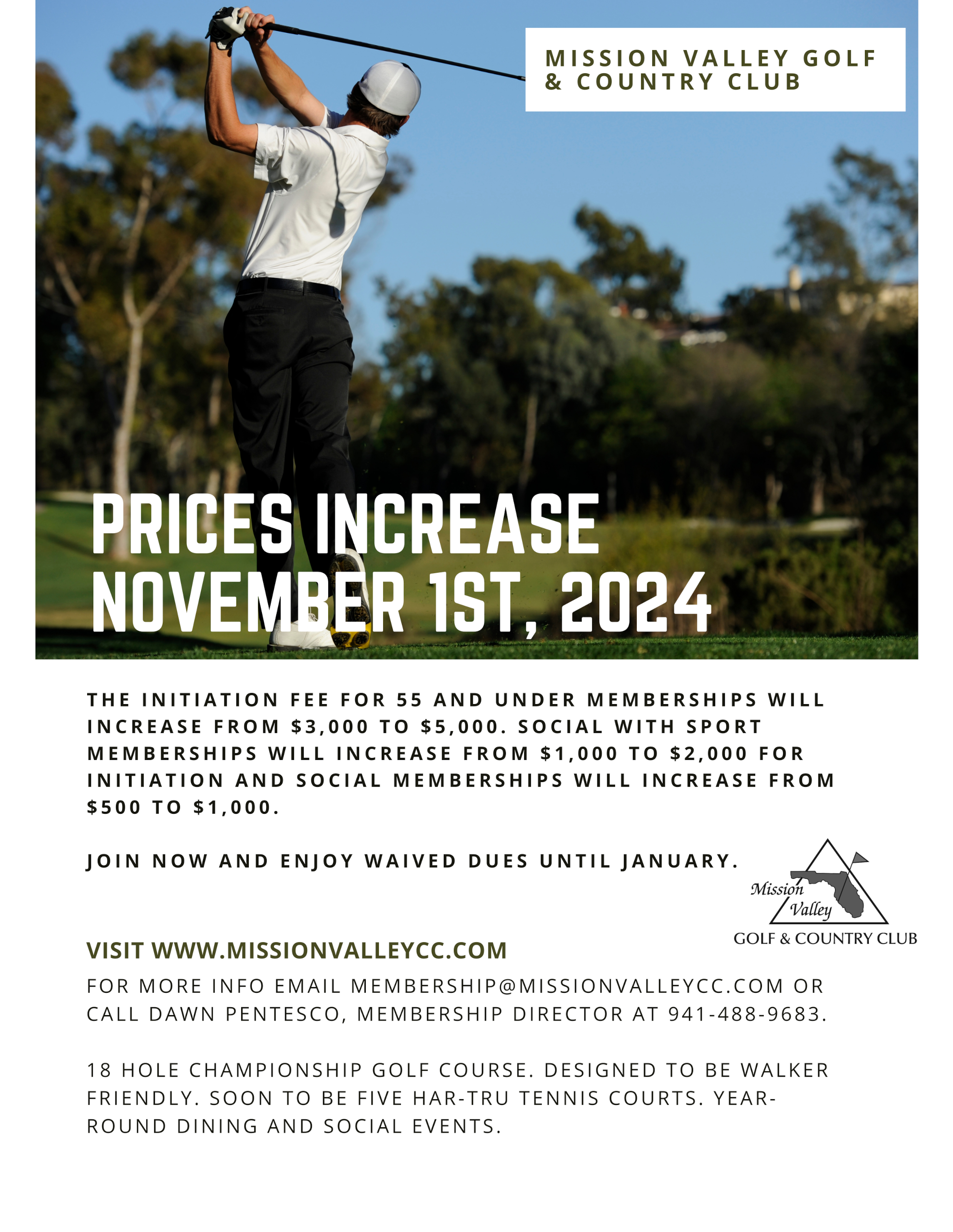 Mission Valley Golf & Country Club | Special Offers - (October 2024) Mission Valley Golf & Country Club Special Offers – (October 2024) MVG&CC (November 1st, 2024) Prices Increase (Event / Flyer)